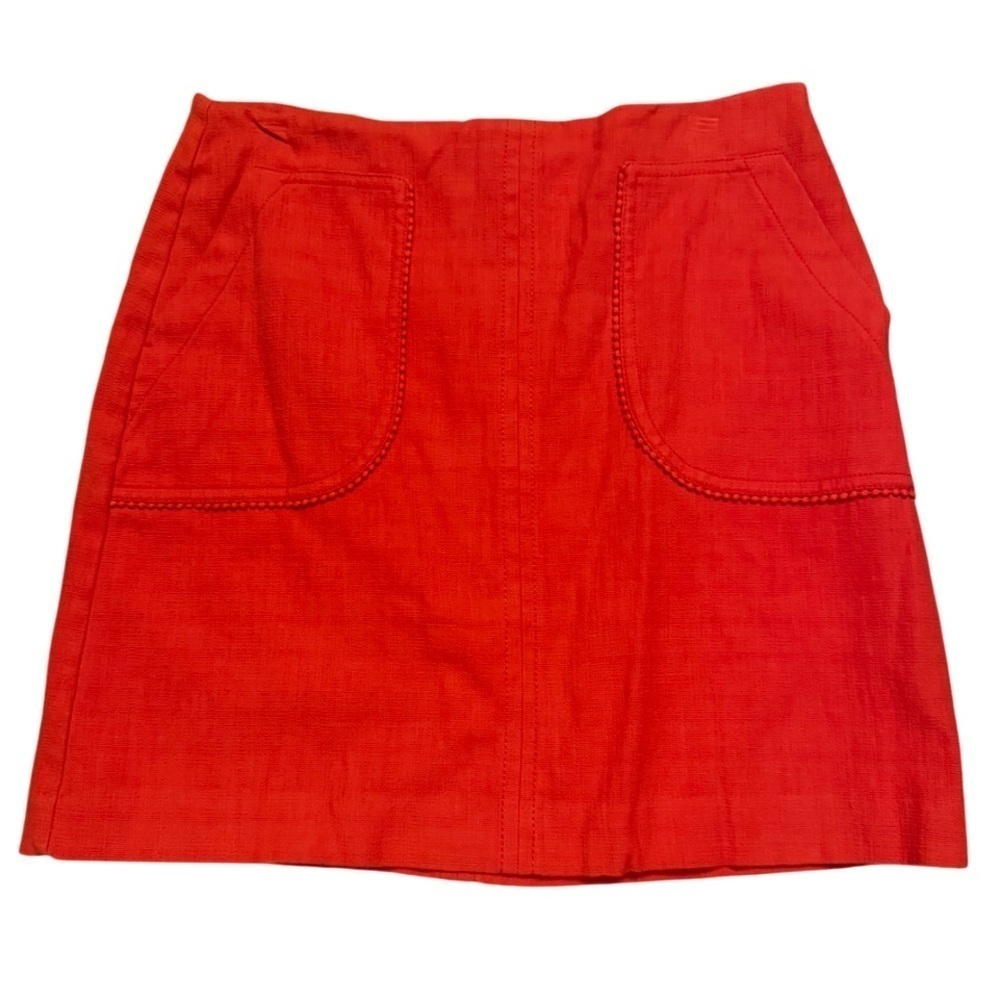 Loft Skirt, A-Line, Orange Color,‎ Size 12, Lined, Pockets, Cotton Blend, EUC
